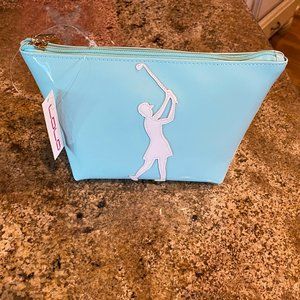 Lolo Cosmetic Bag - Light TIffany Blue with Golfer 81/2 x 5"